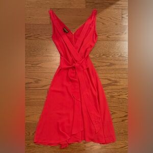 Silk Red Dress with Wrap Tie Front